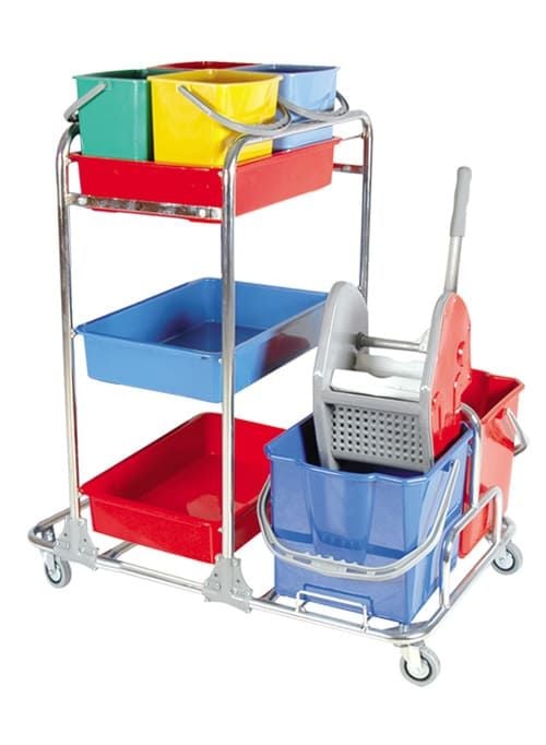 Çift Kovalı Krom Kat Hizmet Arabası